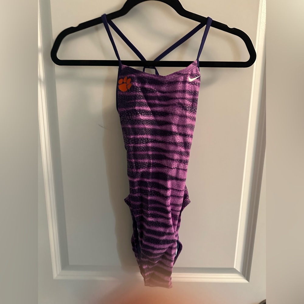 Nike Purple Striped Kids Swim One Piece